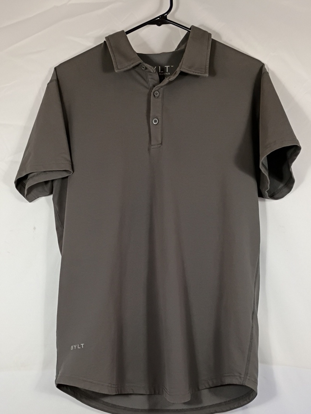 EUC BYLT Basics Premium Drop Cut Short Sleeve Polo Lux Gray Mens Sz Medium Golf